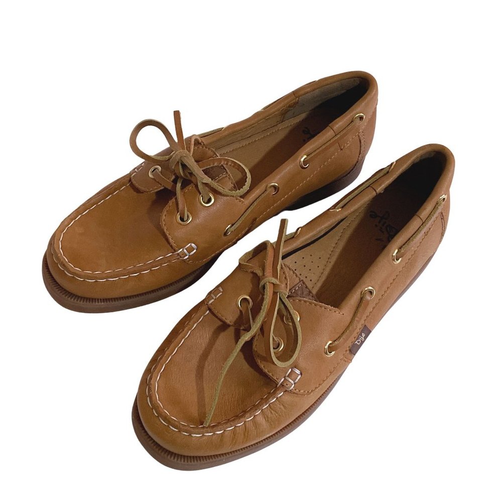 Tan Leather Boat Shoes by Dije California Size 6